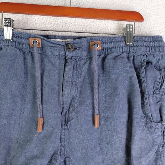 Projek Raw Shorts Mens Extra Large Blue Linen Blend Bermuda Long Drawstring - Picture 2 of 9